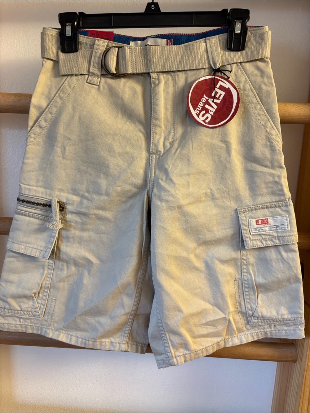 Levi's Beige/Tan Boys Cargo Shorts with Web Belt